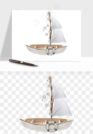 手绘航行帆船png免抠