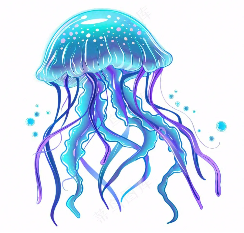 水母海洋动物卡通插画免抠
