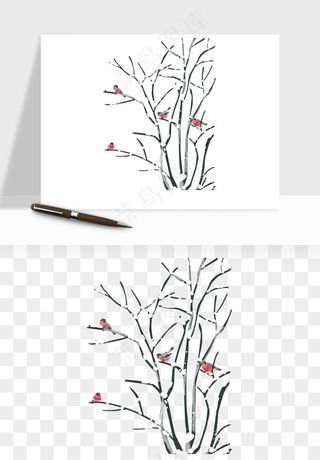 雪树枯树冬天树木png免抠