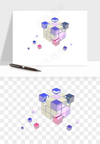 立体创意魔方png免抠