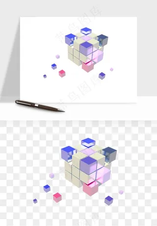 立体创意魔方png免抠