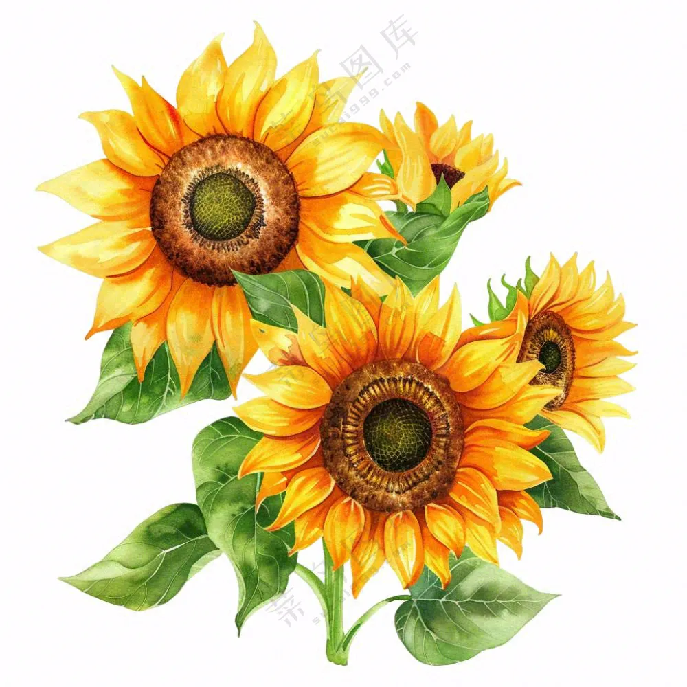 向日葵太阳花花朵插画免抠