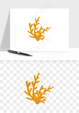 卡通珊瑚海底植物png免抠