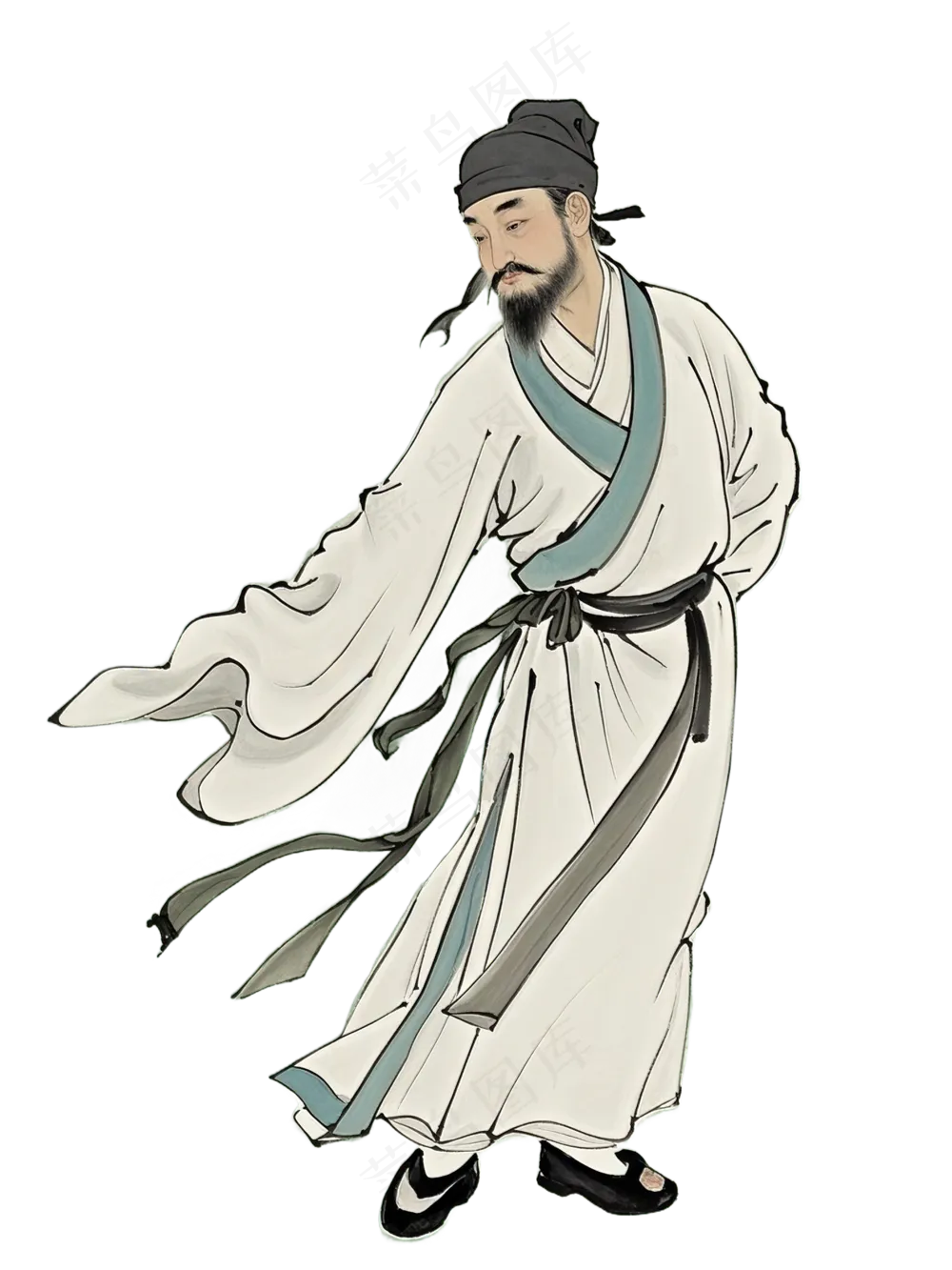 免抠中国风水墨画舞蹈人物