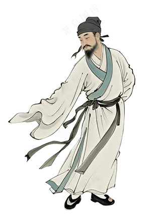 免抠中国风水墨画舞蹈人物