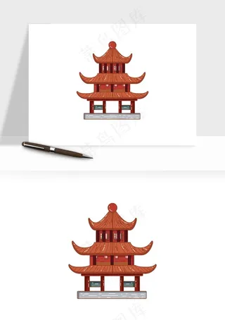 国潮风古建筑古楼古塔鼓楼ai,png免抠图