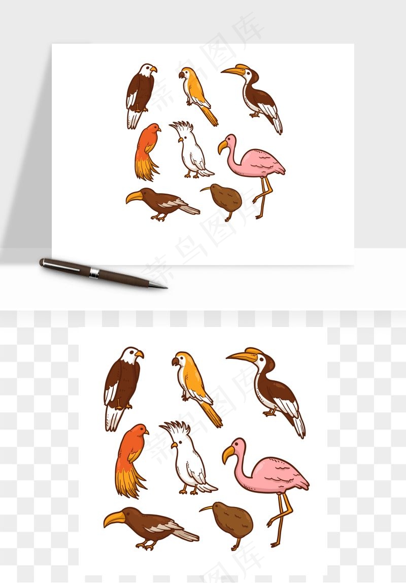 小鸟手绘矢量