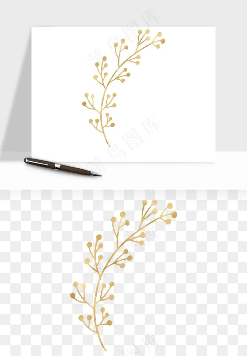 金色植物花环边框png免抠