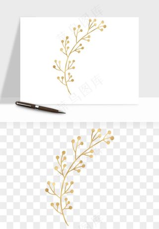 金色植物花环边框png免抠