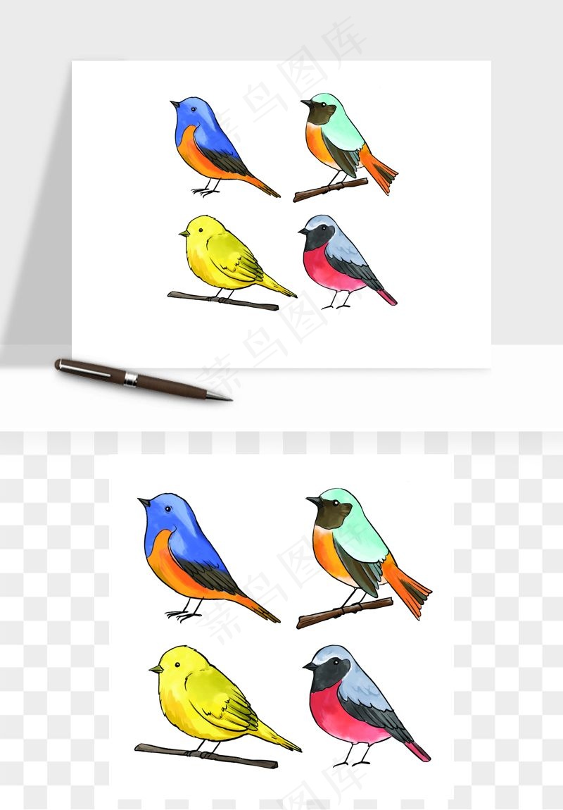 小鸟手绘矢量