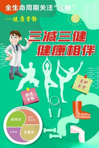 全民健康生活方式健康骨骼海报宣传栏广告设计