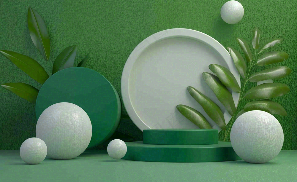 美妆护肤3d展台清新背景