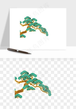 国潮松树松枝松叶png免抠