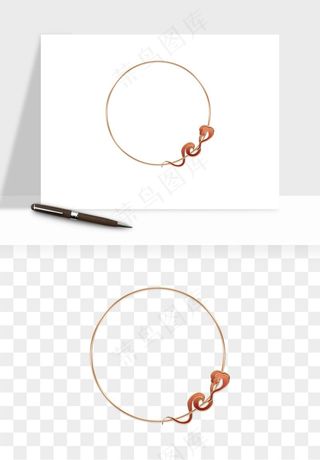 国潮风祥云浪花圆形矩形边框png免抠