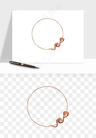 国潮风祥云浪花圆形矩形边框png免抠