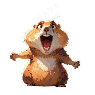 尖叫土黄色卡通土拨鼠免抠图