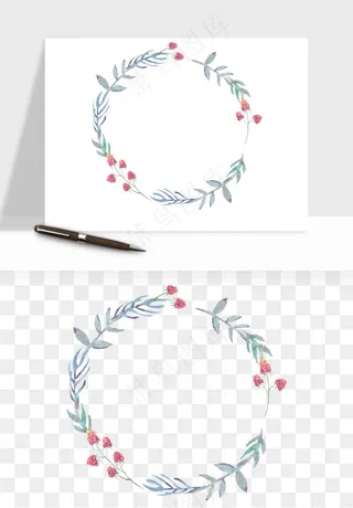 手绘花环边框浪漫png免抠