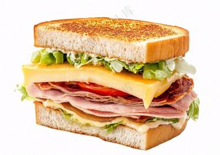 芝士培根三明治美食西餐摄影图免抠