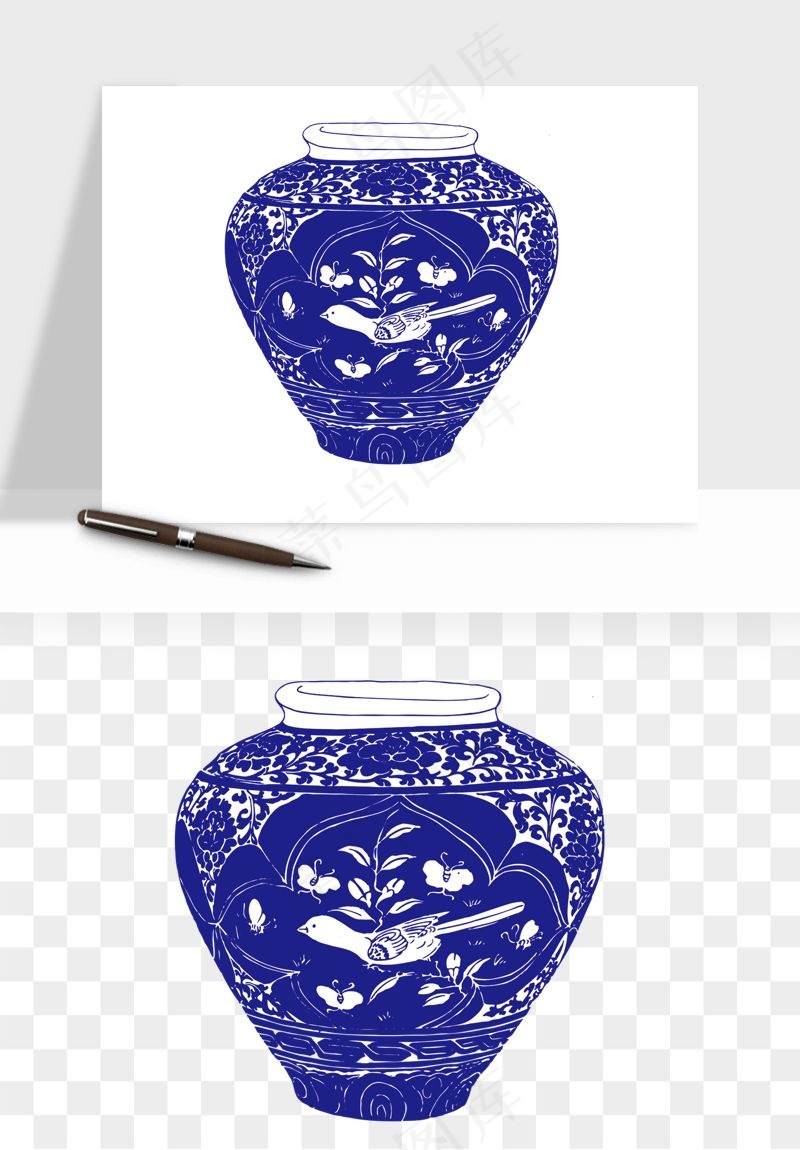 青花瓷陶瓷png免抠