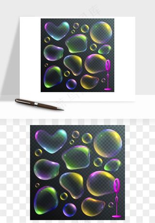 彩色气泡肥皂泡矢量png免抠