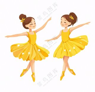 跳舞的女孩芭蕾舞舞蹈卡通插画免抠