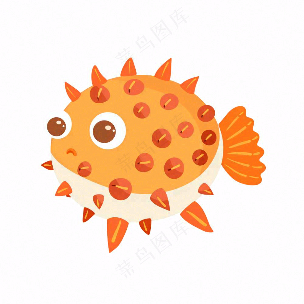 海洋鱼类海鲜卡通插画免抠