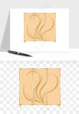 屏风国风元素png免抠