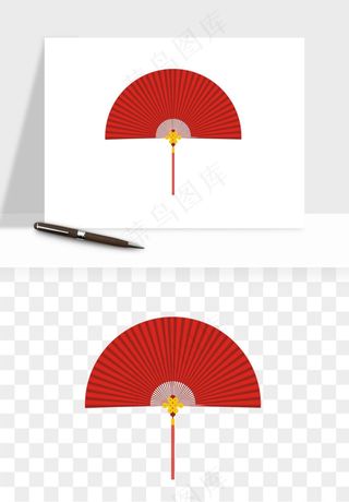 古风扇子元素png免抠