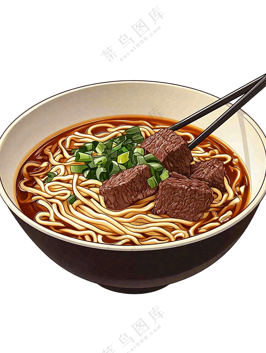 拉面红烧牛肉兰州拉面美食插画免抠