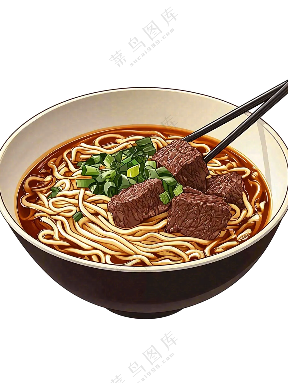 拉面红烧牛肉兰州拉面美食插画免抠