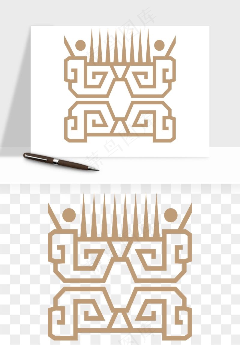 中式边框花纹图案png免抠