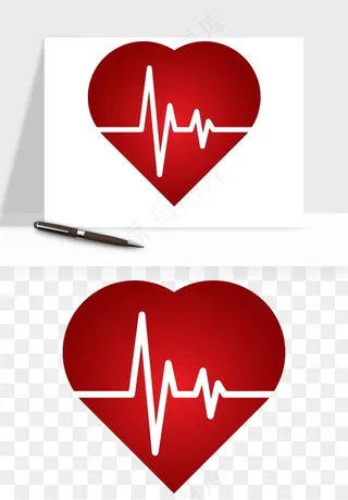 手绘心电图爱心线条png免抠