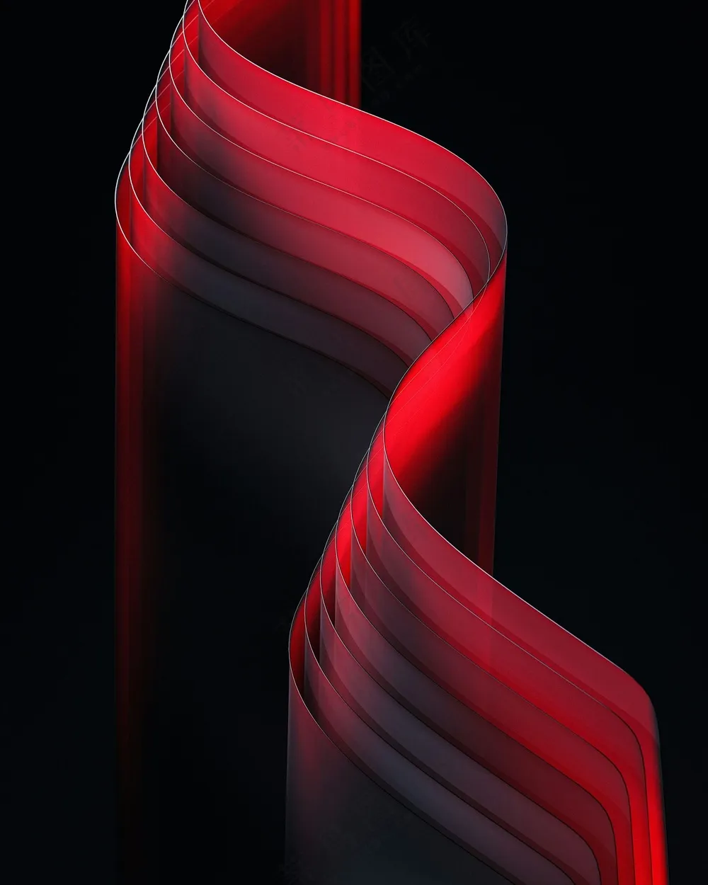 红色曲线运动抽象背景图