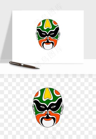 手绘戏剧脸谱卡通面具png免抠