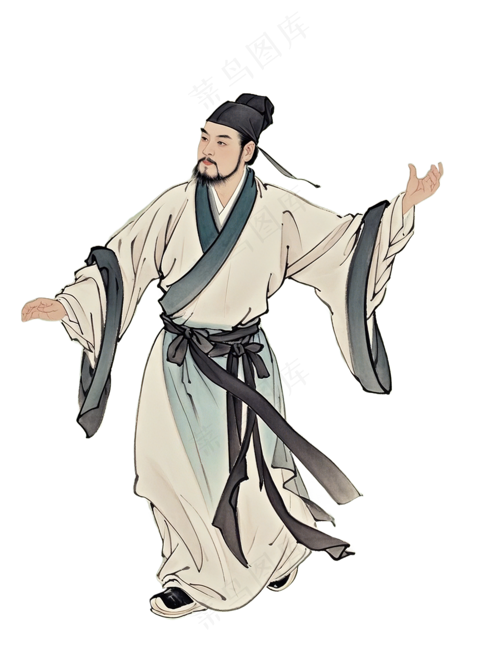 免抠中国风古风工笔画动态人物