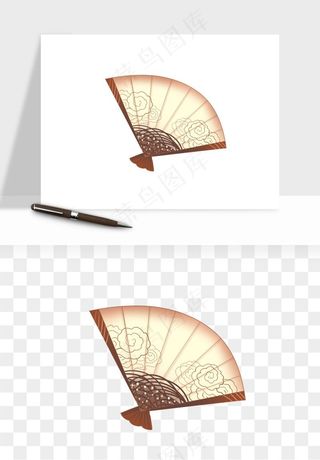 古风扇子元素png免抠