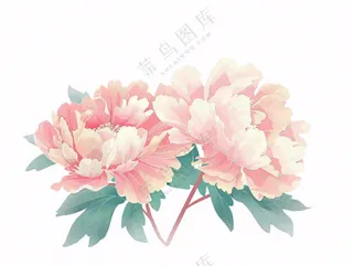 牡丹花朵国花插画免抠