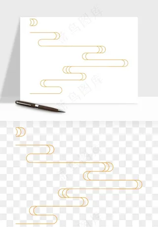 国潮线条祥云装饰png免抠