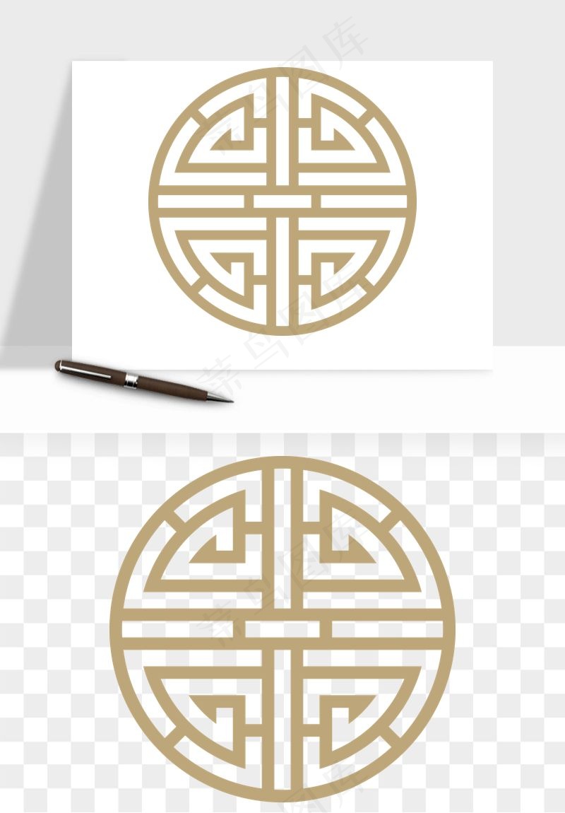 中式镂空古典图案png免抠