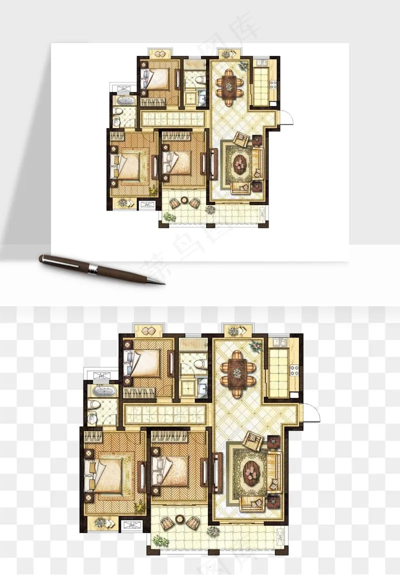 楼盘户型建筑图png免抠
