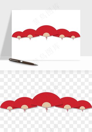 古风扇子元素png免抠