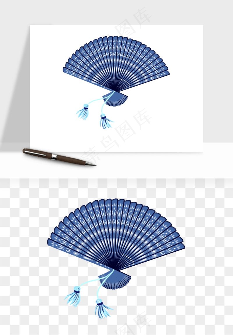 古风扇子元素png免抠