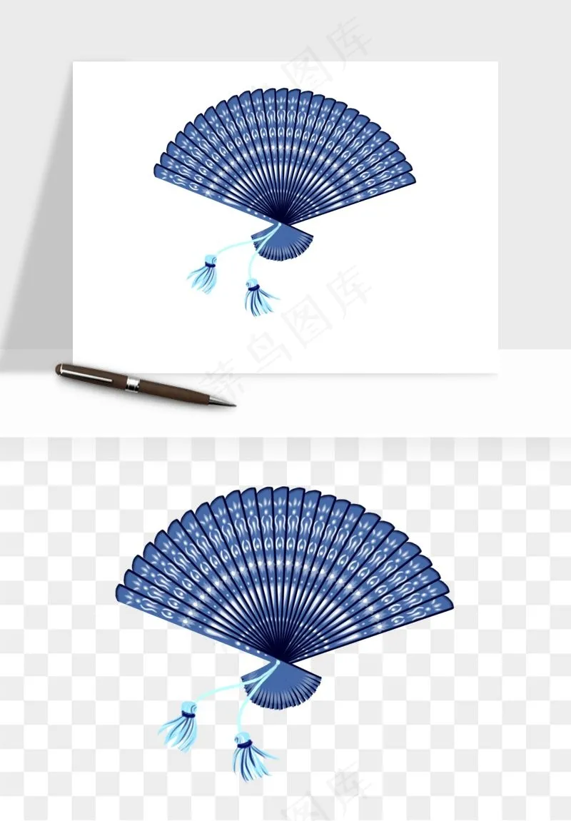 古风扇子元素png免抠