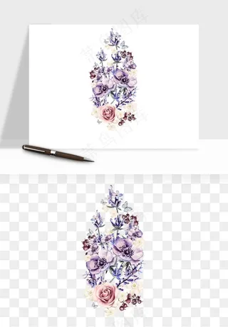 水彩复古花卉png免抠