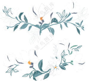 玉兰类花刺绣