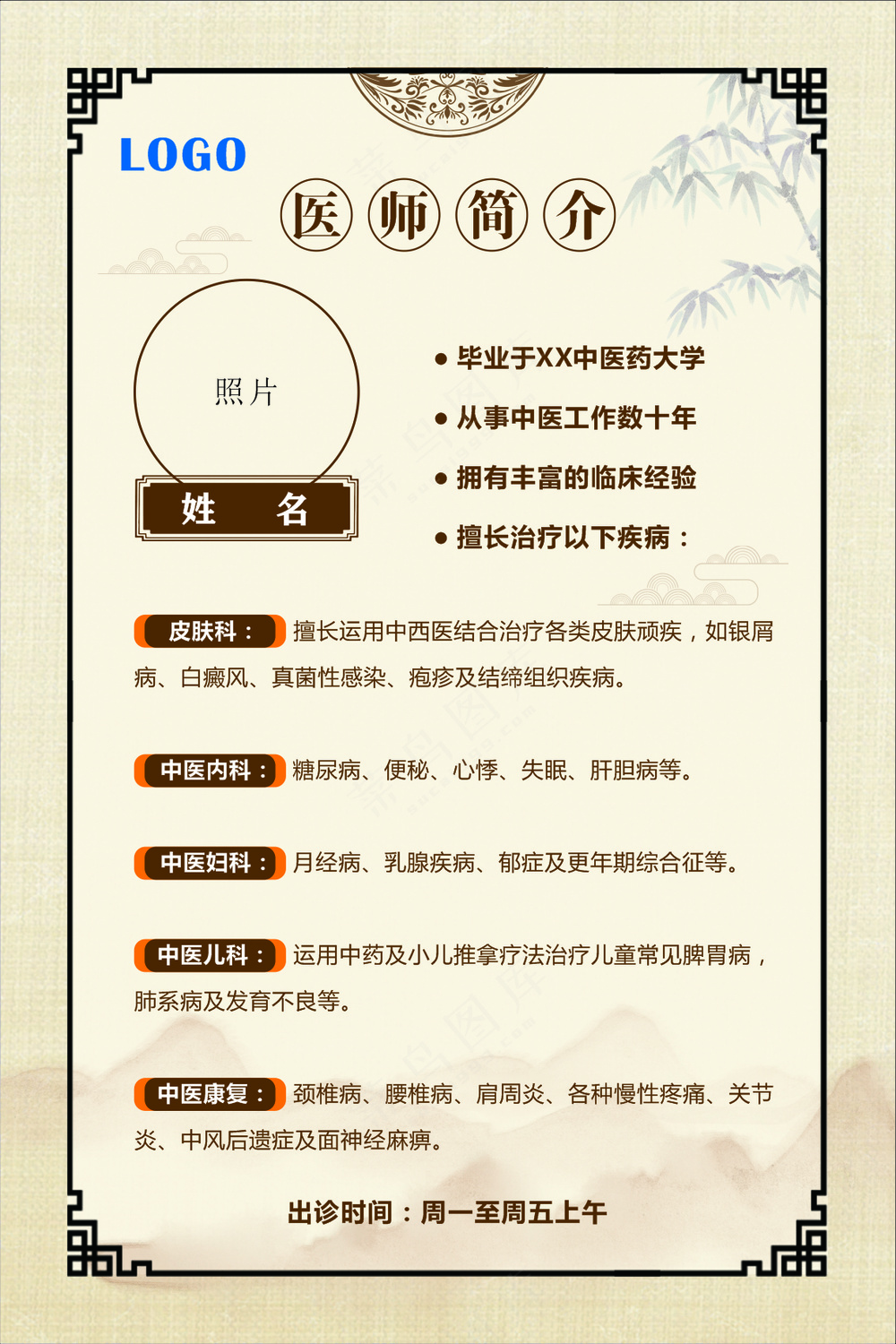 古典背景 中医门诊 医师简介 海报