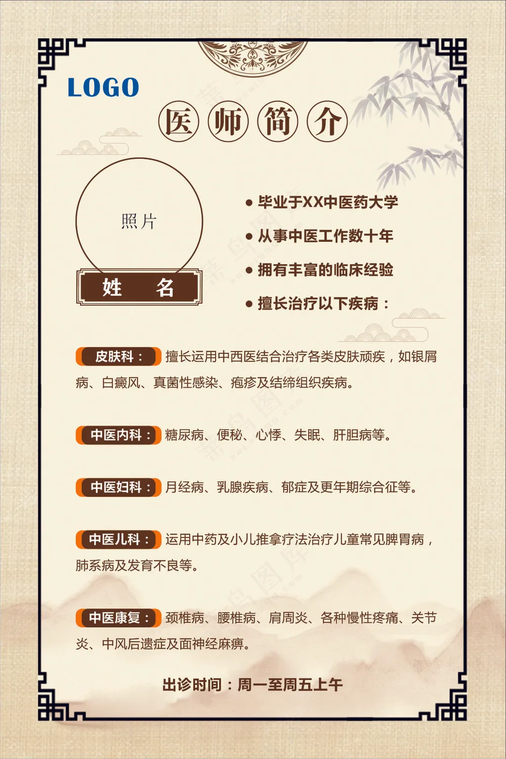 古典背景 中医门诊 医师简介 海报