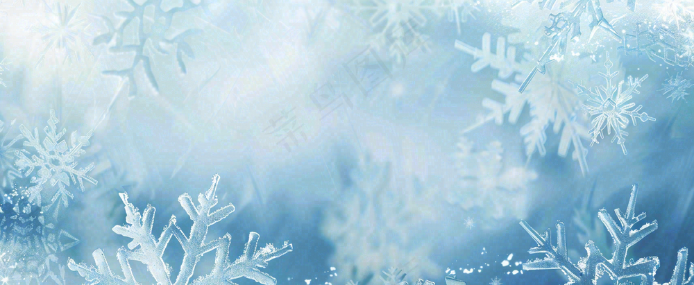 冬天雪花雪白蓝色寒冷小寒大寒摄影图