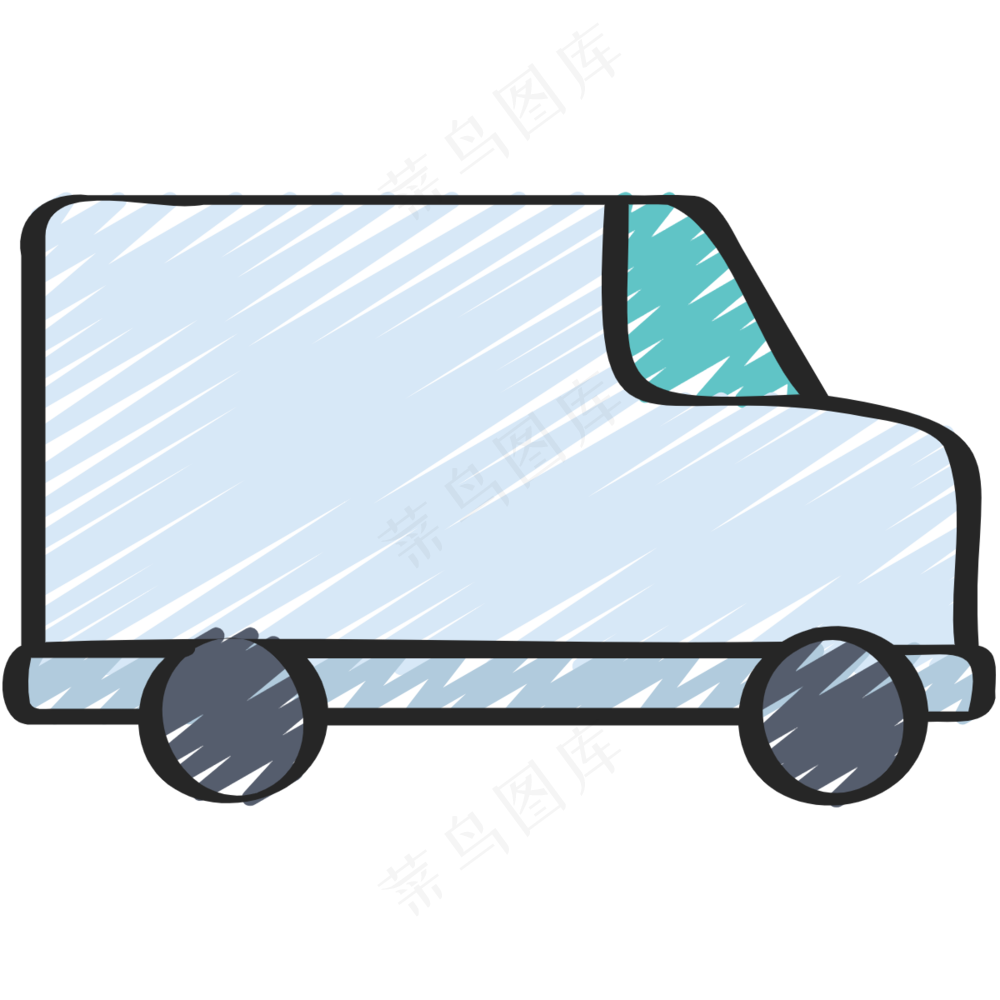 白色箱型小火车 铅笔手绘图标icon