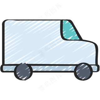 白色箱型小火车 铅笔手绘图标icon